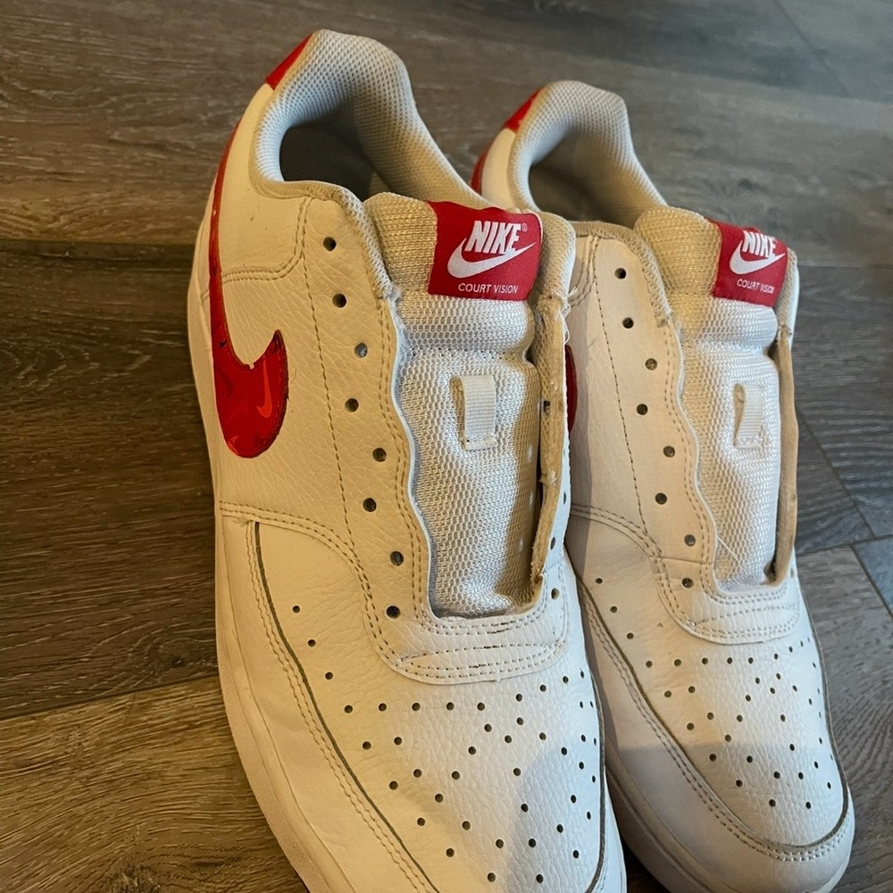 Nike Court Vision Low Sneakers - White and Red